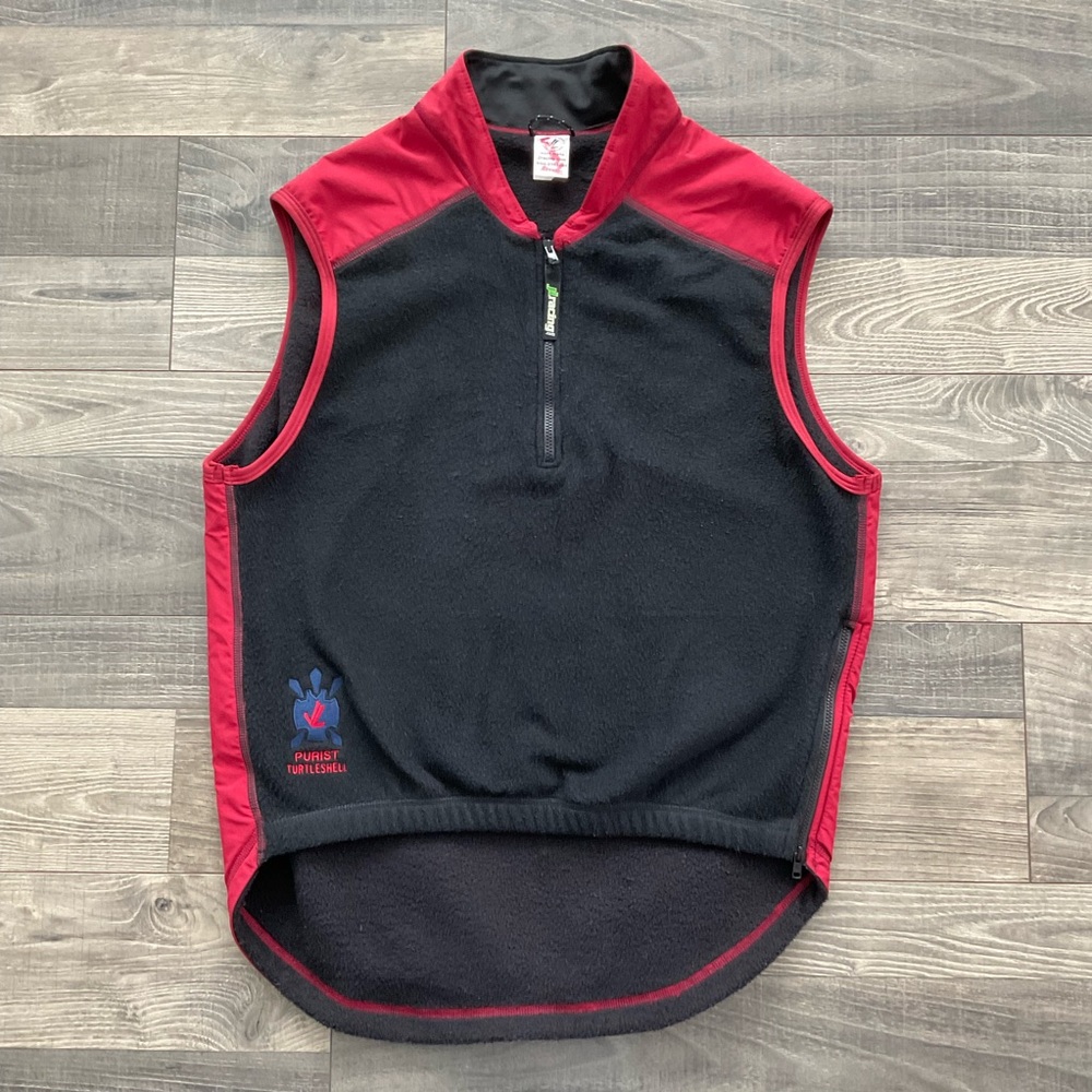 JL Racing Fleece/Supplex Purist Turtleshell Vest Men’s MEDIUM Black Red Rowing